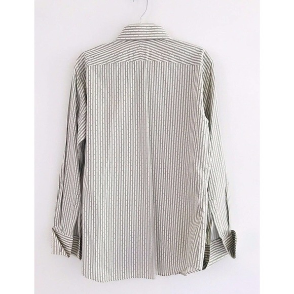 Paul Smith | Slim Fit Stripe Dress Shirt Mens Size 16 Gray Button Front Cotton - Picture 2 of 6